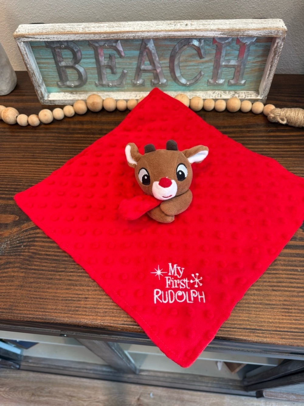 Rudolph Red Nosed Reindeer Lovey Rattle Security Blanket MY FIRST RUDOLPH 12x12
